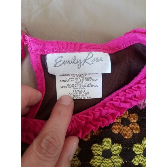 Emily Rose Girls Dress Size 8 Floral Ruffle  Mesh Colorful Back to school Winter - Picture 8 of 12